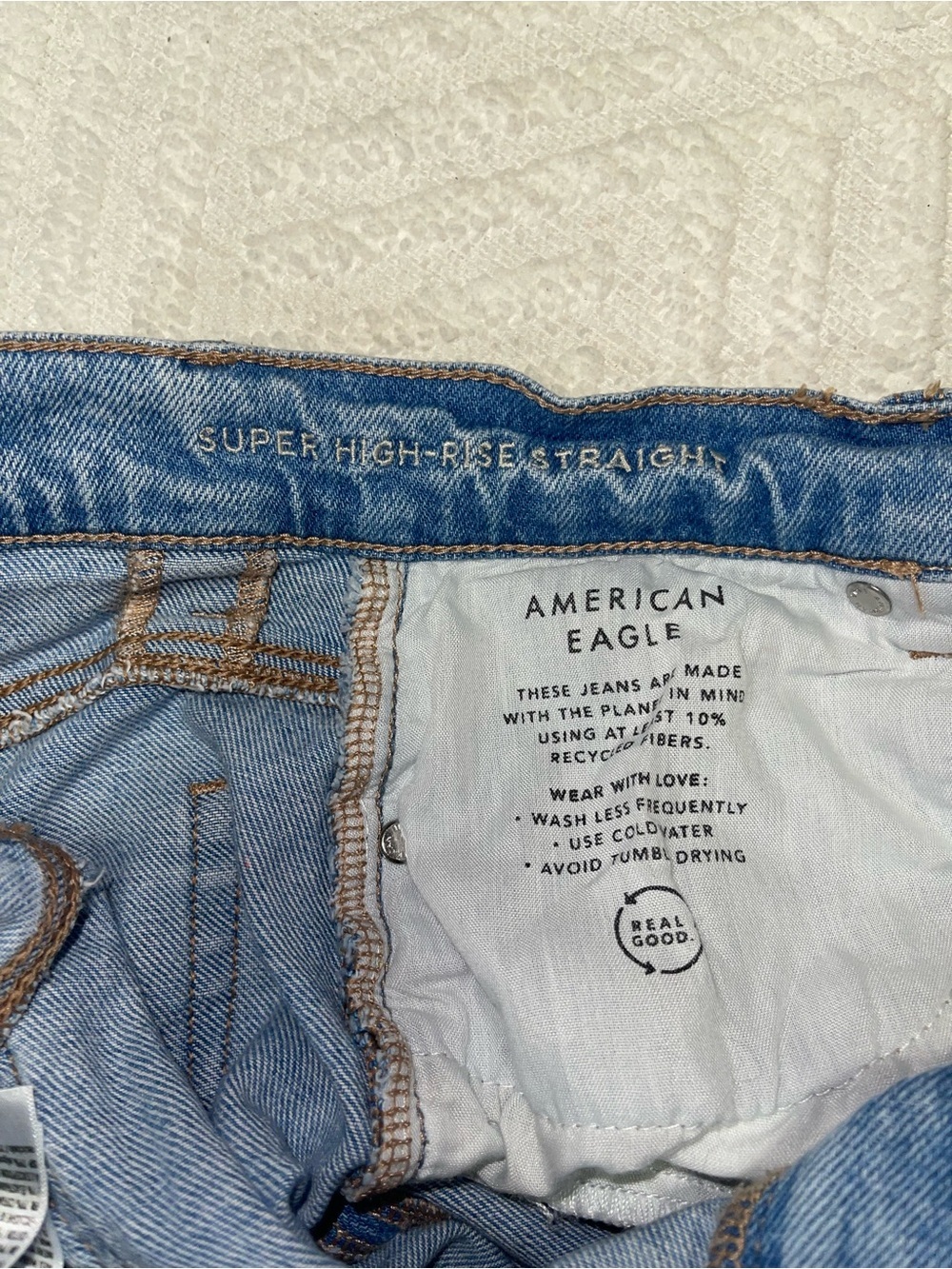 American Eagle Super High-Rise Straight Jeans Light Wash Stretch Size 0 - Picture 10 of 15